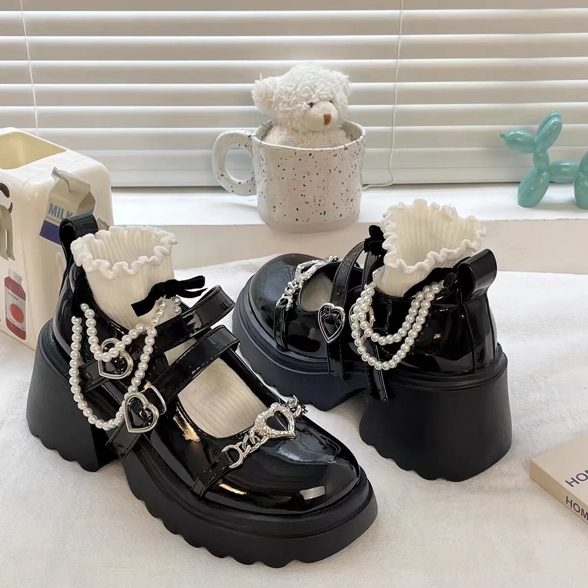 Teens Chunky High Heel Pumps