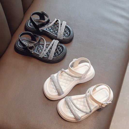 Girls Cushioned Sole Rhinestone Sandals