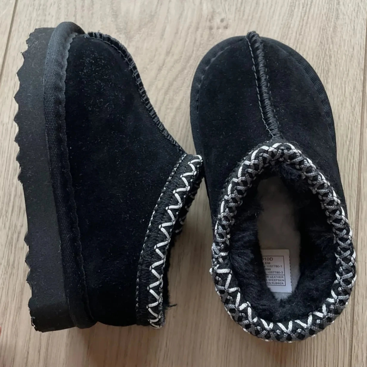 Kids Genuine Leather Fur Slipers