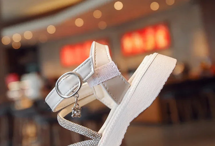 Girls Cushioned Sole Rhinestone Sandals