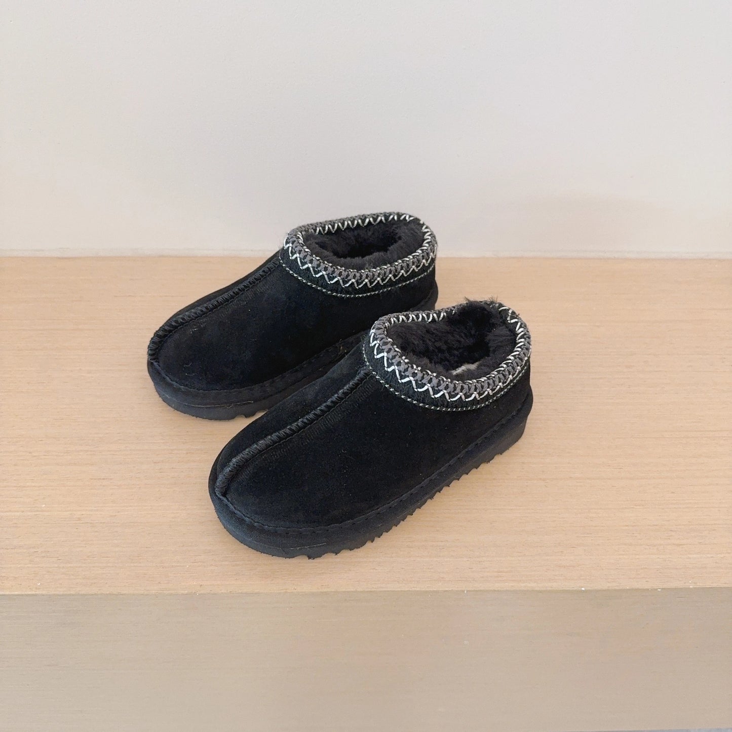 Kids Genuine Leather Fur Slipers