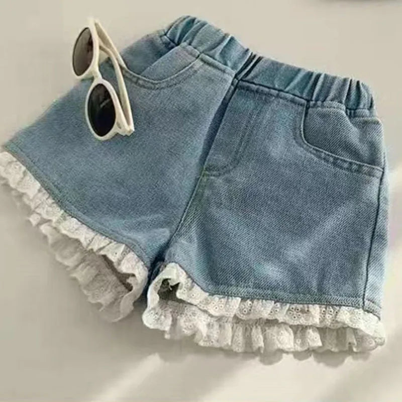 Girls Detailed Denim Shorts