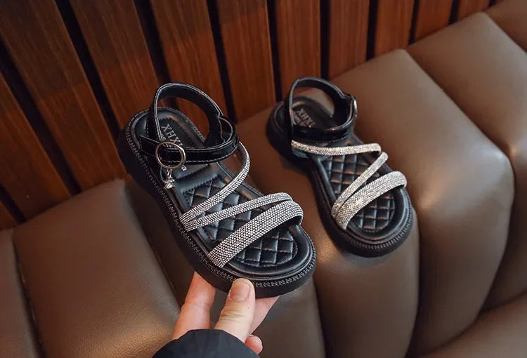 Girls Cushioned Sole Rhinestone Sandals