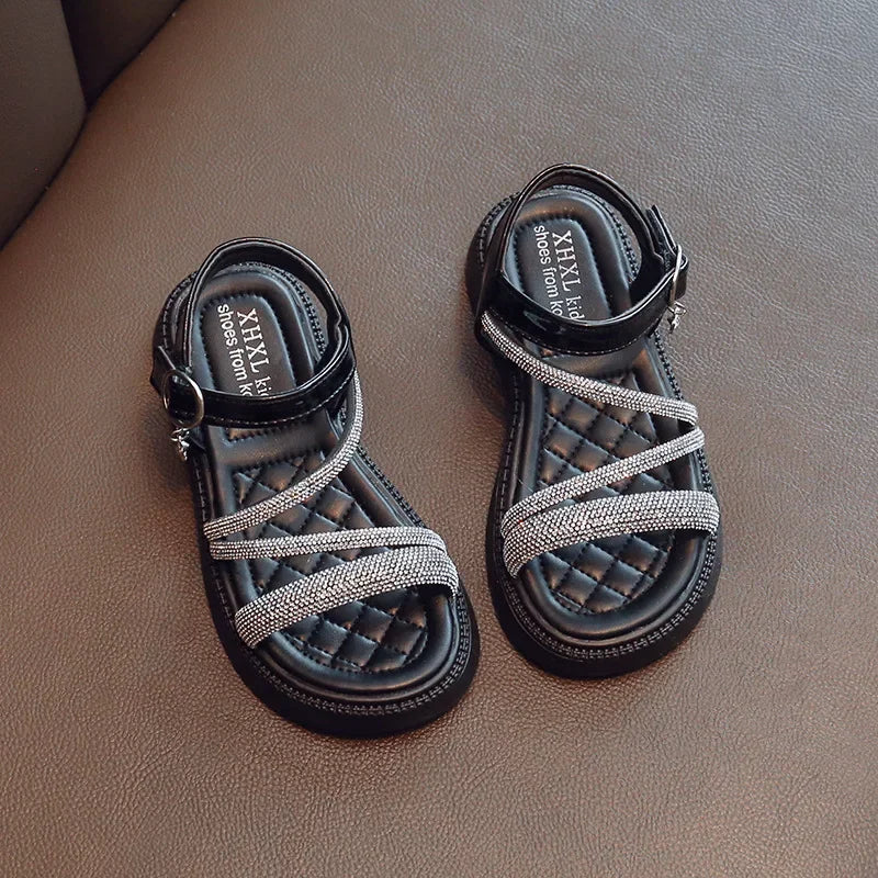 Girls Cushioned Sole Rhinestone Sandals