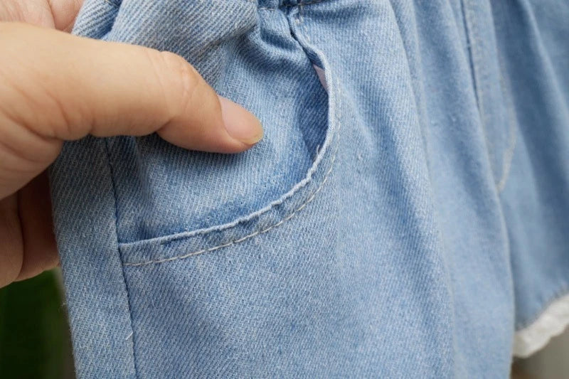 Girls Detailed Denim Shorts