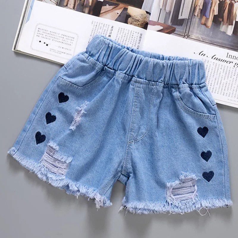 Girls Detailed Denim Shorts